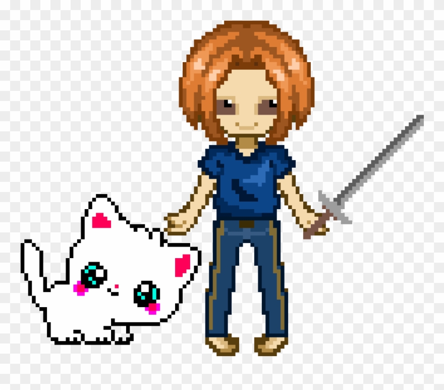 A Cat Girl - Easy Cute Pixel Art Clipart