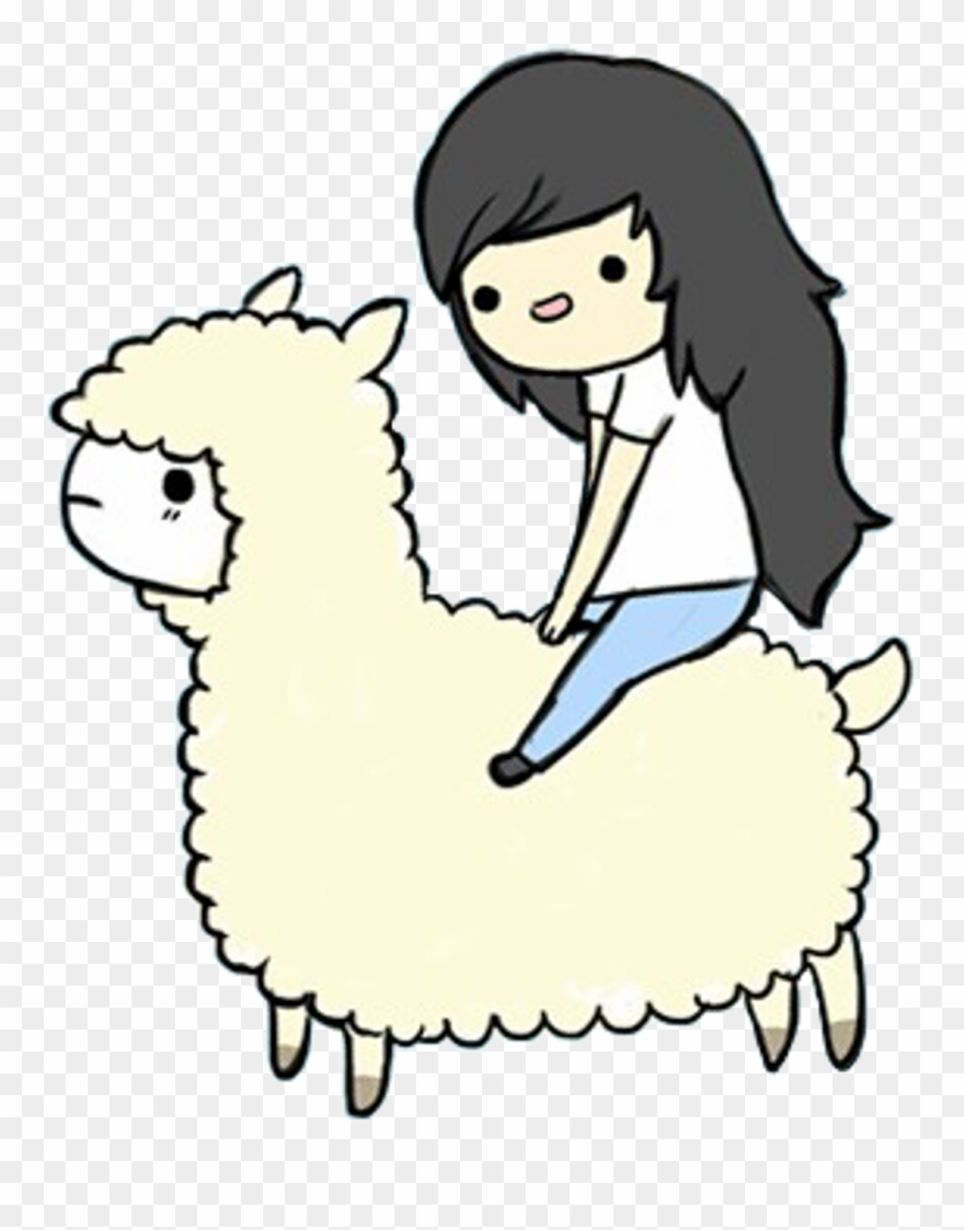 #remix #remixit #llama #alpaca #girl #kawaii #unicorn - Girl Riding Unicorn Drawing Clipart