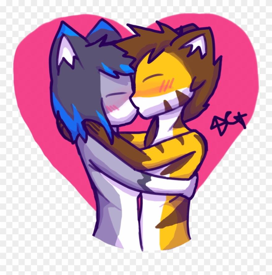 Kissing Furry Couple - Furry Boy Kissing Clipart