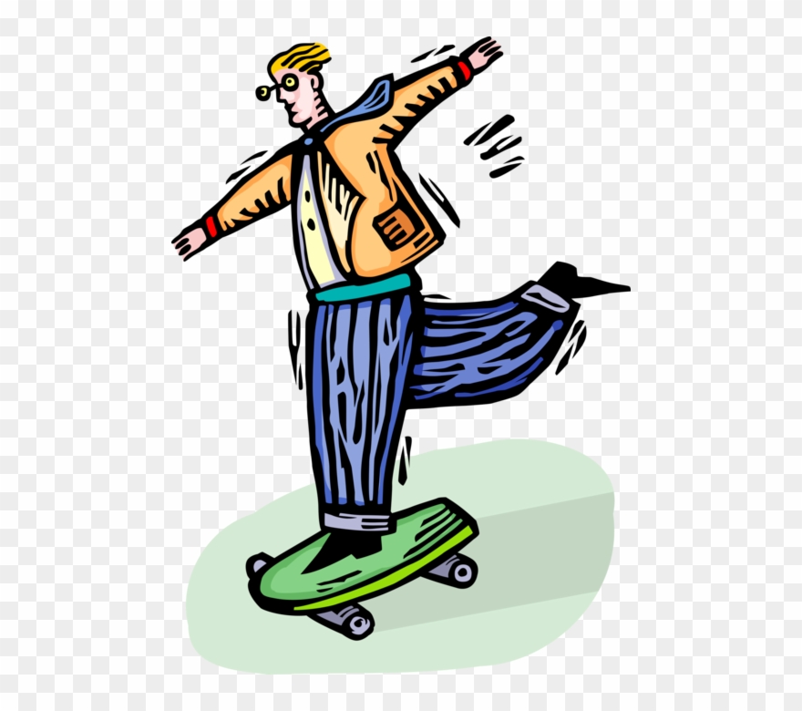 Vector Illustration Of Skateboarder Skateboarding On Clipart