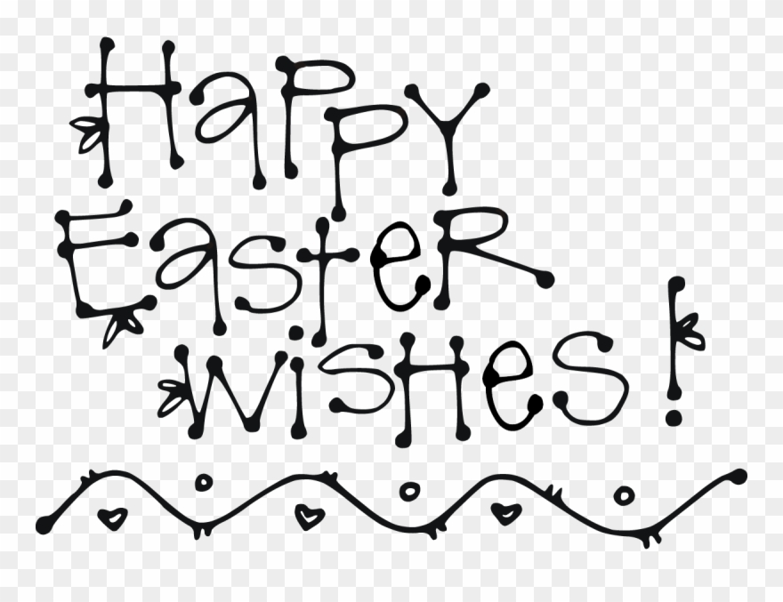 Happy Easter Clip Art Black And White For Kids - Black Happy Easter Sign - Png Download