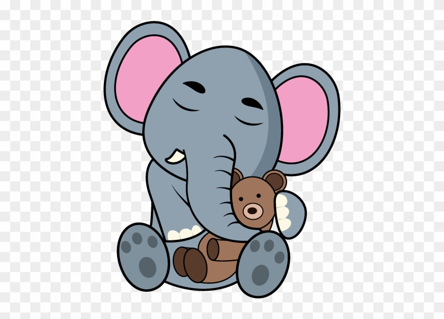 Snuggly Elephant - Elephant And Bear Cartoon Clipart