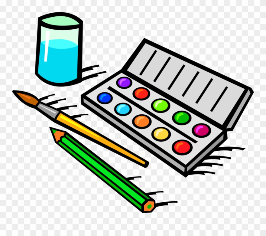 Vector Illustration Of Visual Arts Watercolor Paint - Watercolor Paint Set Clipart Free - Png Download