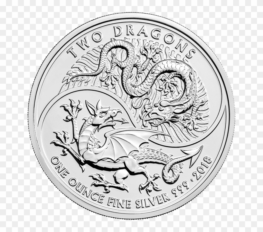 Two Dragons 2018 1 Oz Silver Coin - Two Dragons Gold Coin Clipart