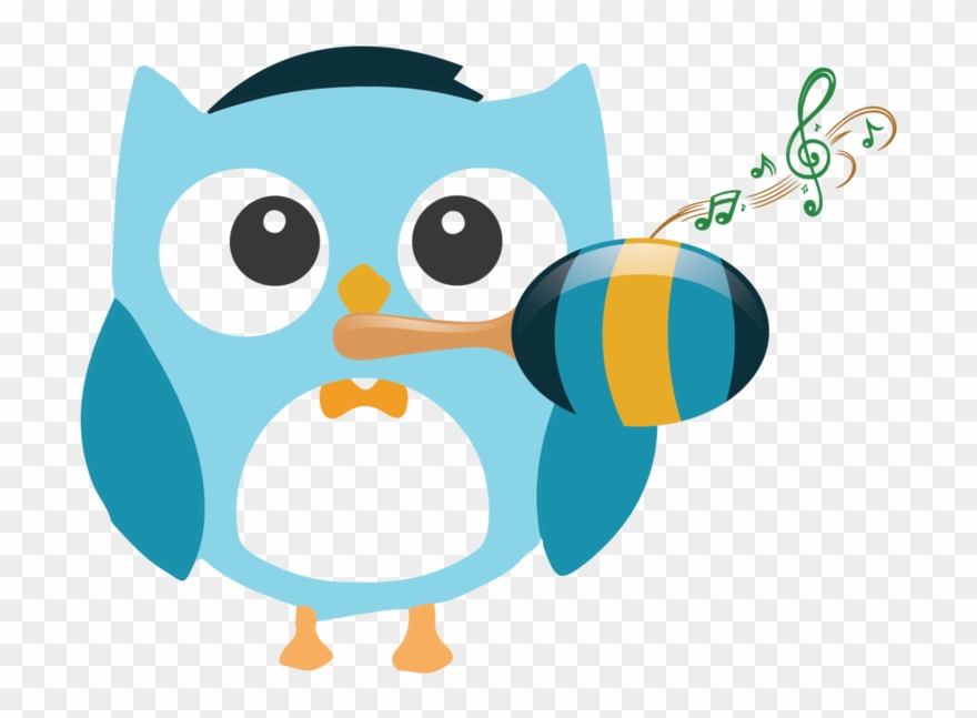 Toddlers- Owl With Maraca - Cartoon Clipart
