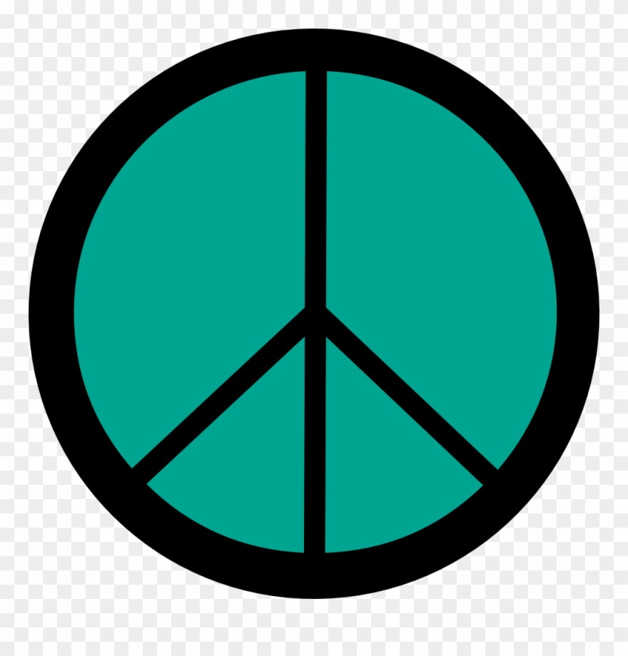 Retro Groovy Peace Symbol Sign Cnd Logo Persian Green - Symbol Of World Peace Clipart