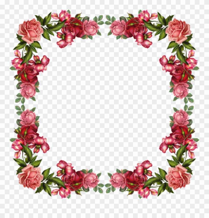 Red Sticker - Vintage Flowers Corner Png Clipart