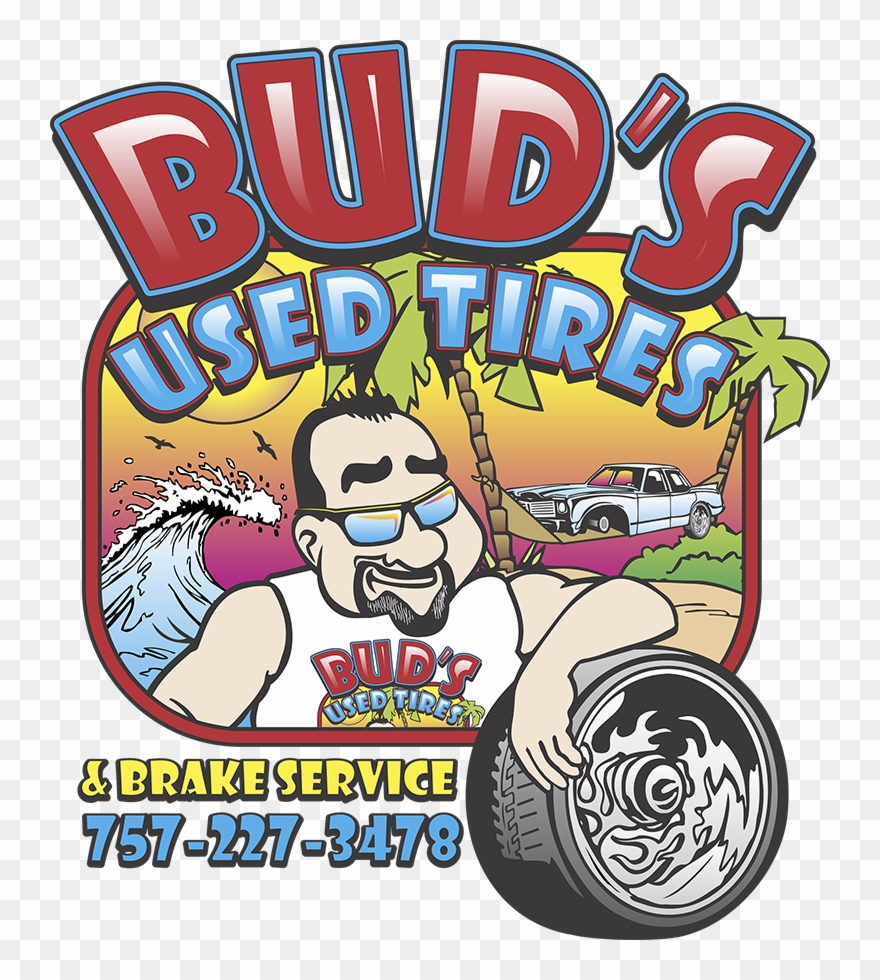 Bud's Used Tires - Cartoon Clipart