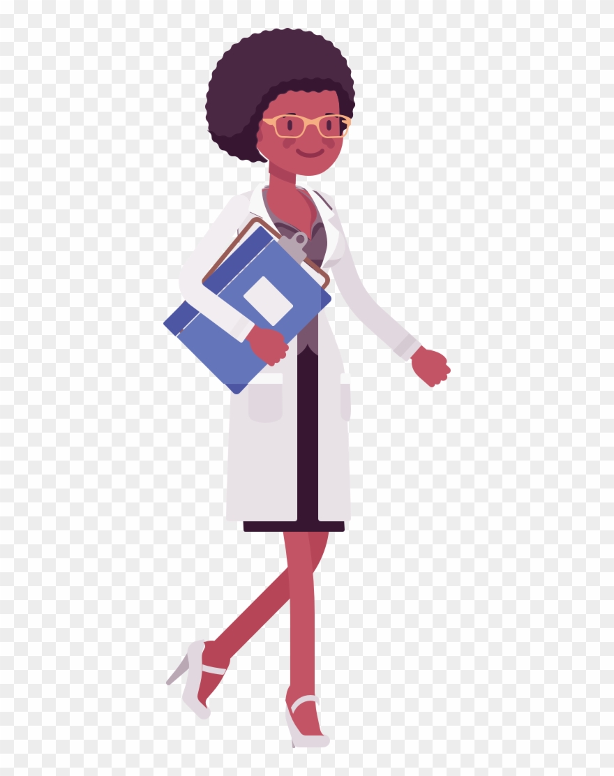 Digital Minds - Black Female Scientist Cartoon Clipart