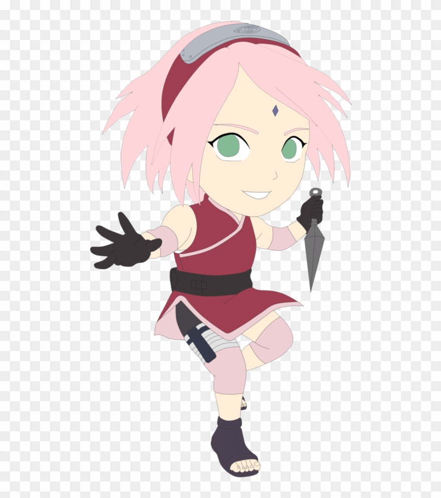 Chibi Sakura Haruno Line Art Colured By Twerk-jutsu - Sakura Haruno Sakura Chibi Clipart