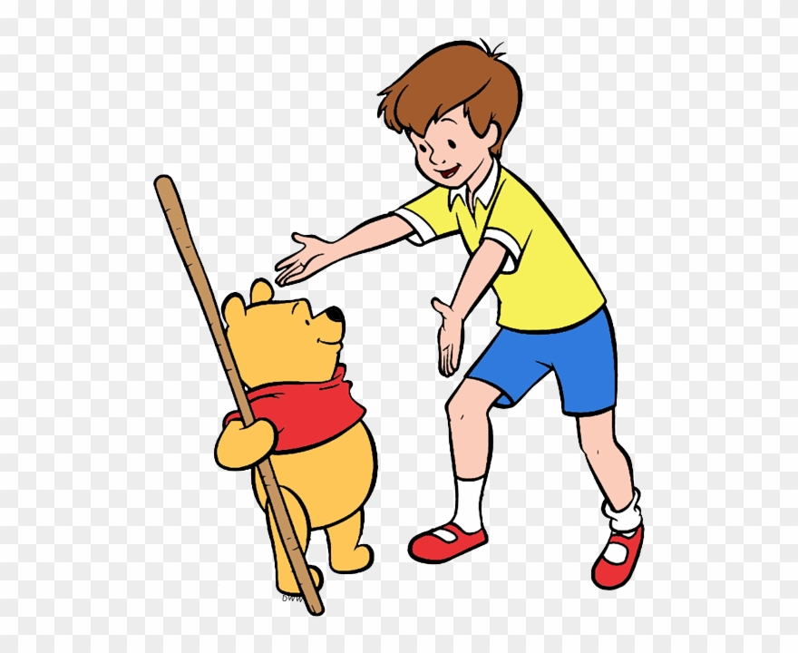 Winnie The Pooh, Christopher Robin Greeting - Cartoon Clipart