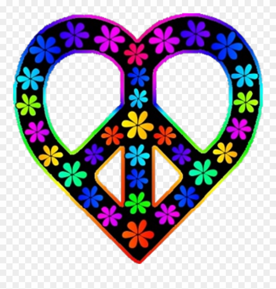#peace #peacesign #hippie #sign #flowerpower #heart - Peace Heart Png Clipart
