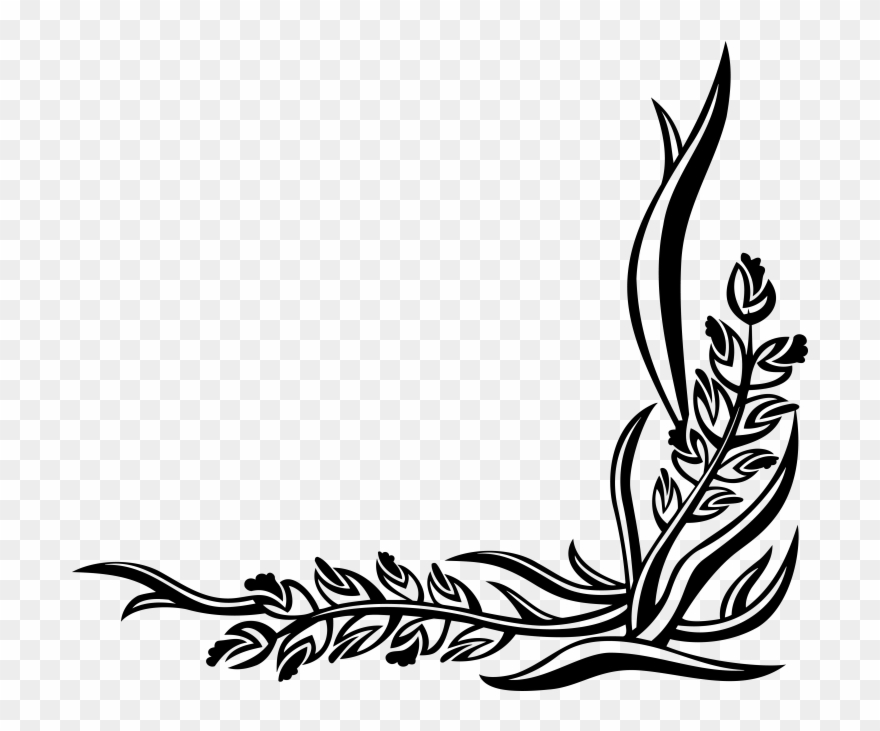 Ornamental Vintage Corner - Flower Black Corner Transparent Clipart