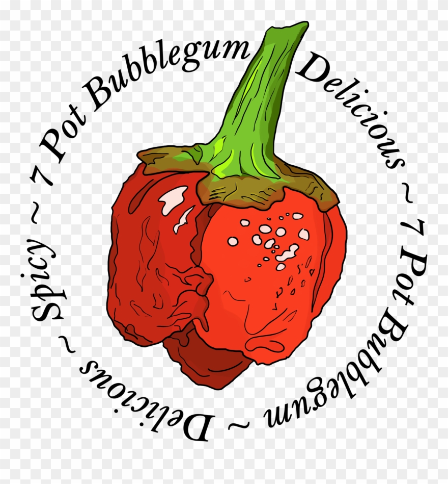 7 Pot Bubblegum Chili Pepper Spicy - Red Bell Pepper Clipart