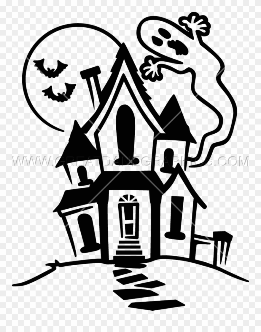 Haunted House Clip Freeuse Black And White Techflourish - Drawing Of Haunted House - Png Download