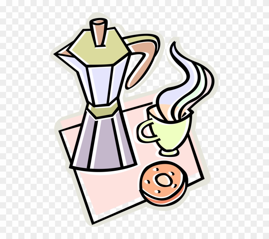 Vector Illustration Of Coffee Pot With Cup Of Coffee Clipart