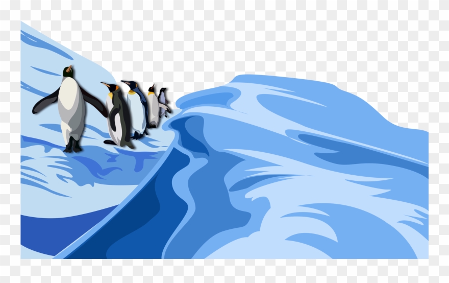 Penguins In South Pole Cartoon Clipart