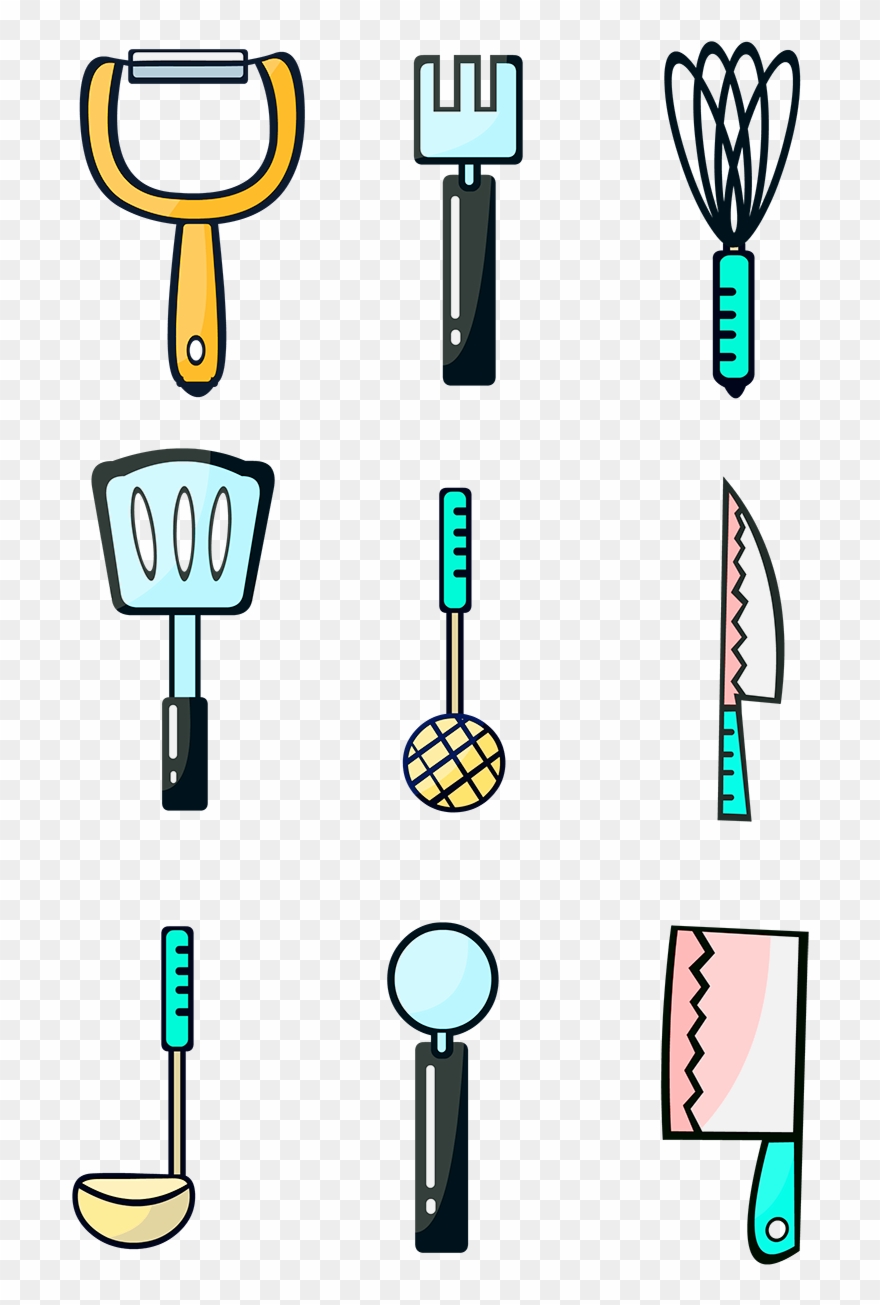Living Supplies Hand Painted Cartoon Kitchen Utensils Clipart