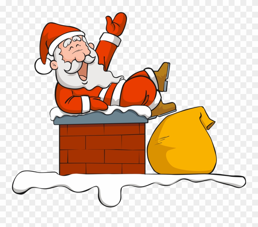 Chimney Clipart With Santa Face - Santa Claus And Chimney Cartoon - Png Download