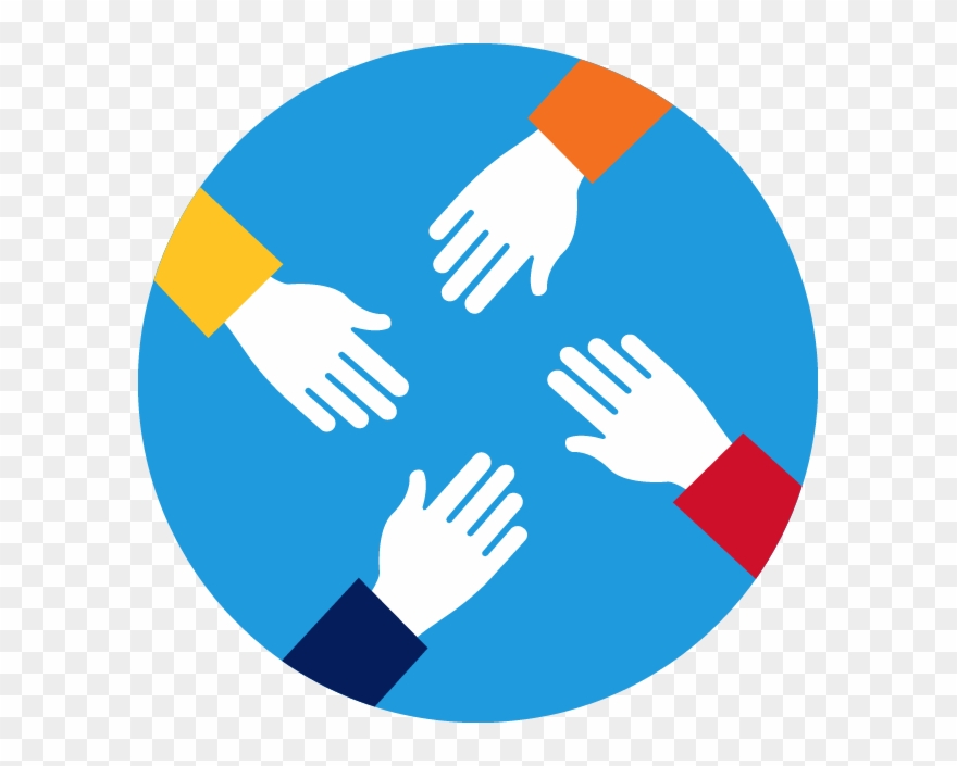 Icon Showing Four Hands Reaching Into Center - 4 Hands Icon Png Clipart