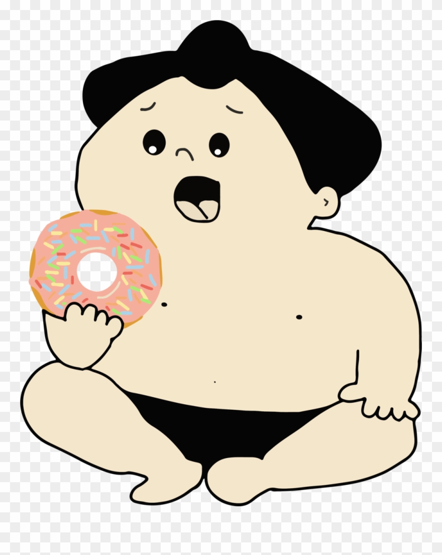 Sumo Eating Donuts Premium Short Sleeve T Shirt 2 Half Clipart