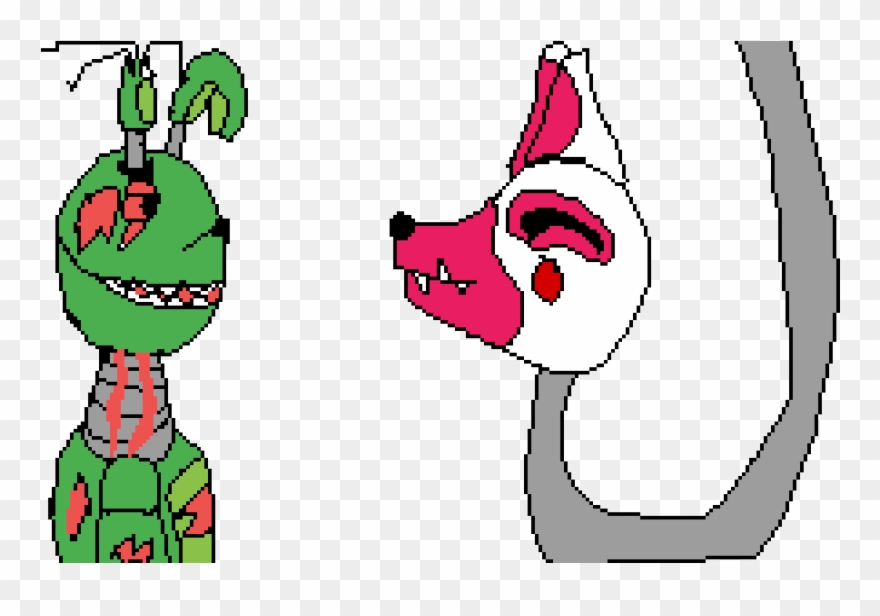 Mangle X Springtrap - Cartoon Clipart