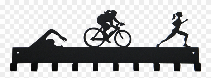 Female Triathlon Swim Bike Run Black 10 Hook Medal - Swim Bike Run Png Clipart