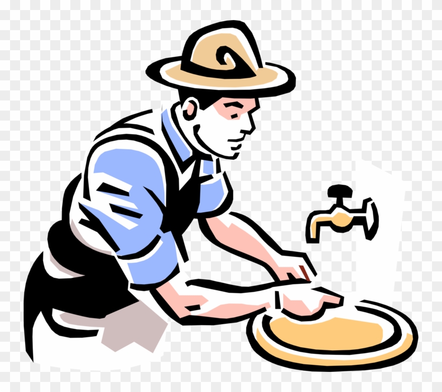 Vector Illustration Of 1950's Vintage Style Man Washing - Man Washing Hands Clipart - Png Download