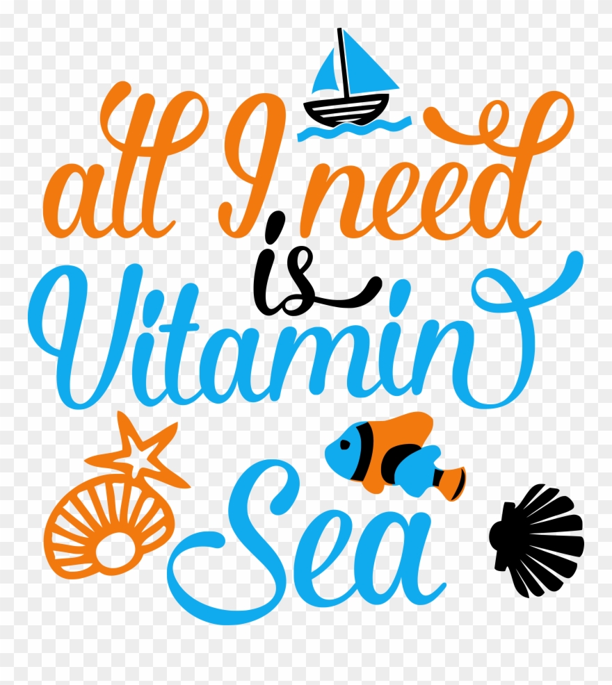 All I Need Is Vitamin Sea Color-theblackcatprints Clipart