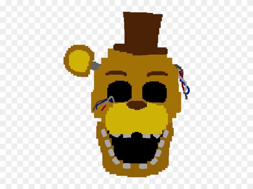 Artwork8-bit Withered Golden Freddy Head Clipart