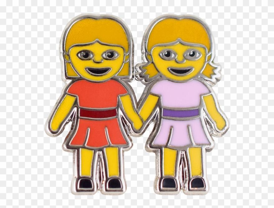 Girls Holding Hands Emoji Pin Clipart