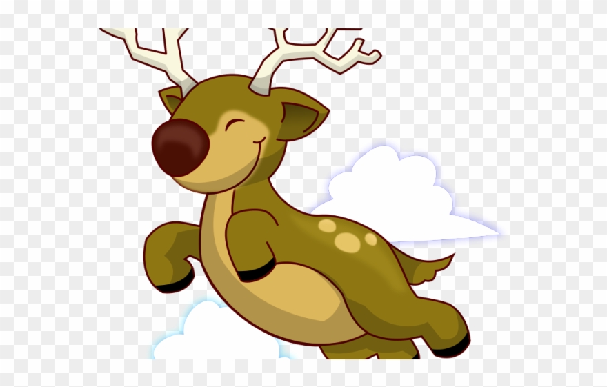 Reindeer Clipart Flying - Flying Reindeer Clipart - Png Download