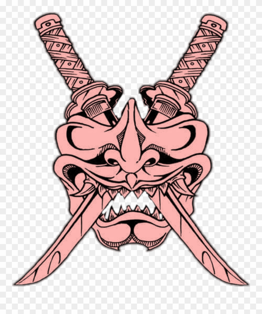 #hannya #mask #oni #demon - Samurai Sword Tattoo Designs Clipart