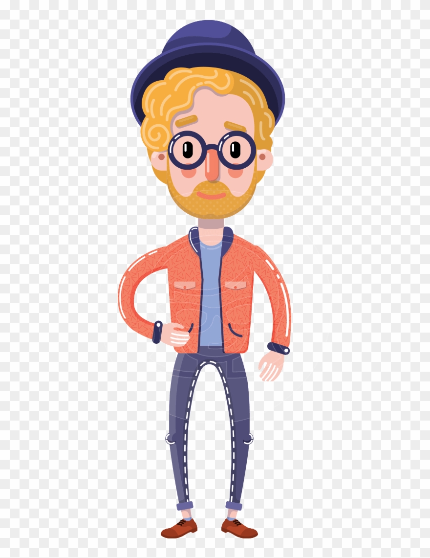 Young Vector Blonde Man Flat Cartoon Character - Cartoon Clipart