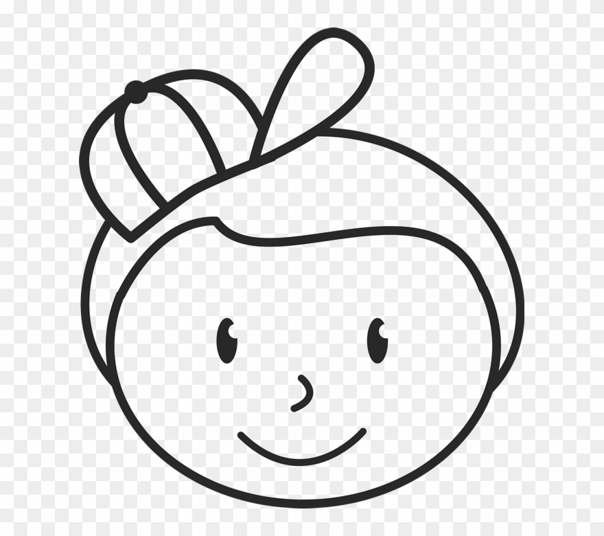 Boy With Hat Face Rubber Stamp - Boy Stick Figure Face Clipart