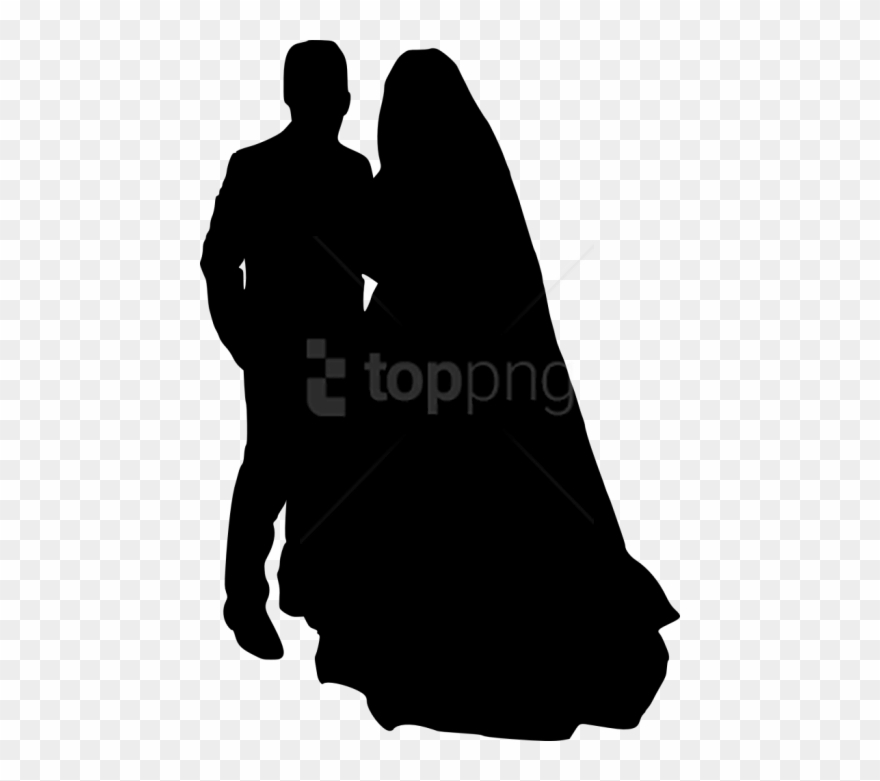 Free Png Bride And Groom Silhouette Png - Siluet Pengantin Png Clipart