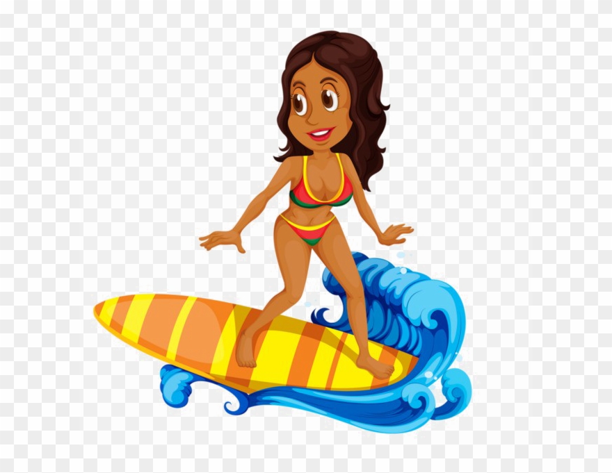 Girl Surfing Png Image - Surfing Girl Cartoon Clipart