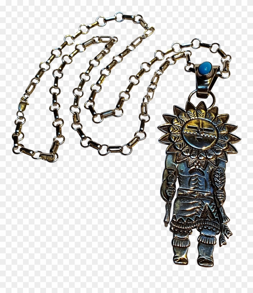 F Charley Navajo Sun Face Kachina Pin Pendant Turquoise - Chain Clipart