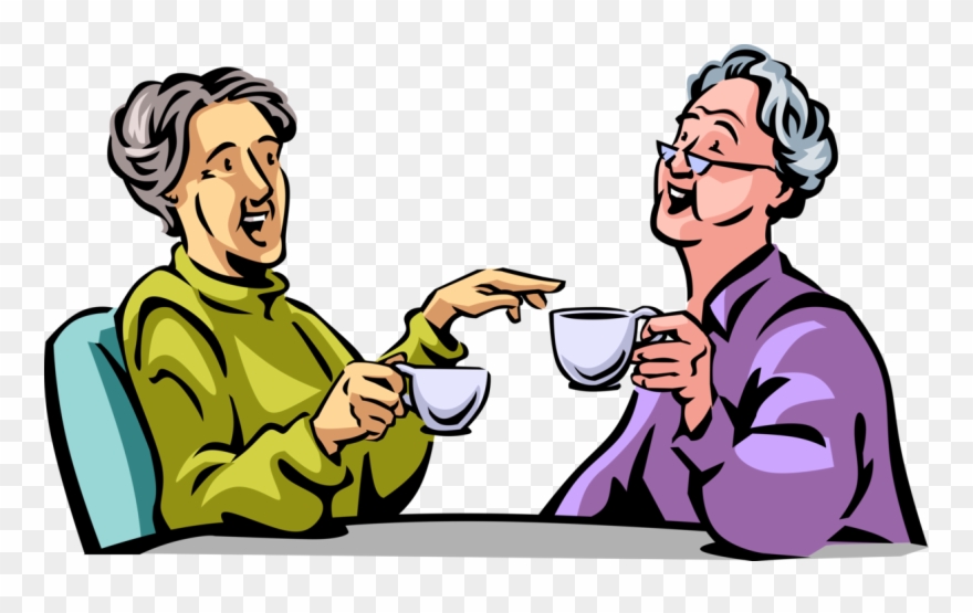 Vector Illustration Of Retired Elderly Senior Citizens - Two Old Women Cartoon Clipart