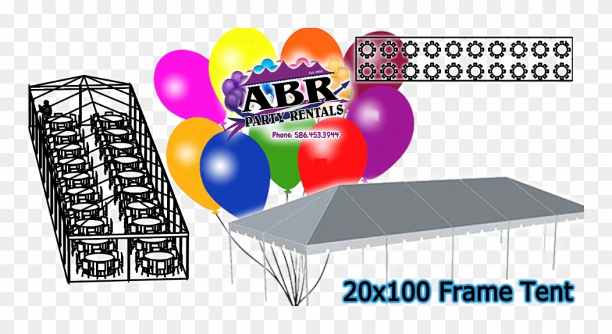 20 X 100 Frame Tent - Balloon Clipart