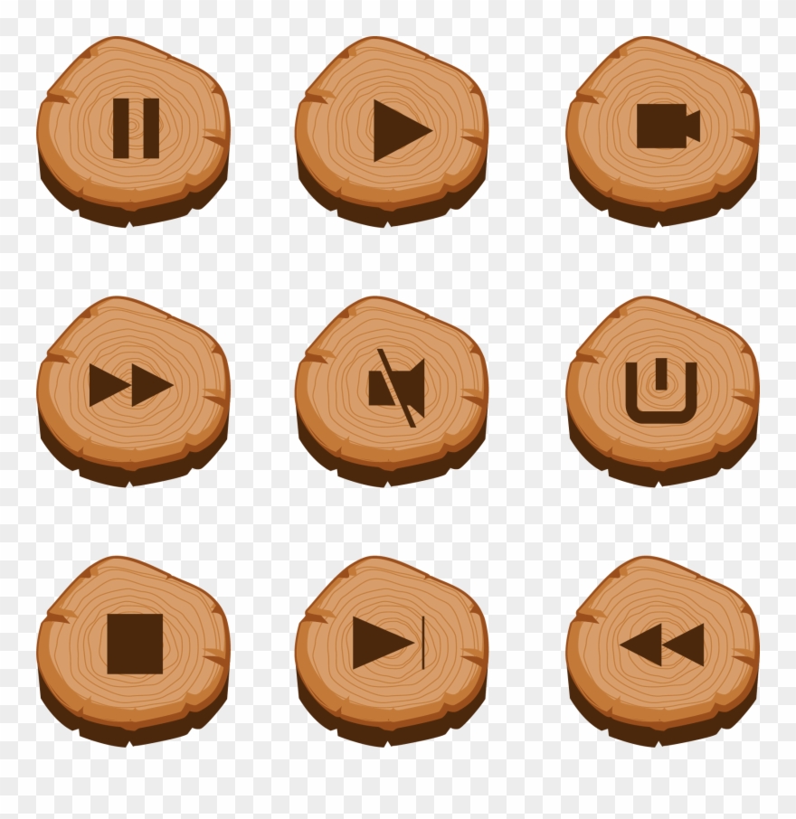 Play Stump Media Button Scalable Vector Graphics Clipart - Wooden Play Button Png Transparent Png