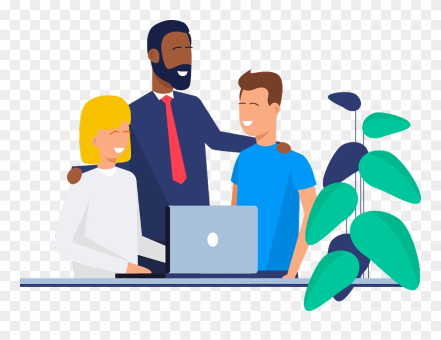 Students Working With Teacher - Cartoon Clipart
