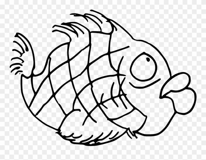 Net » Clip Art » Doodle Fish Black White Line Art Svg - صور كارتون ابيض واسود - Png Download