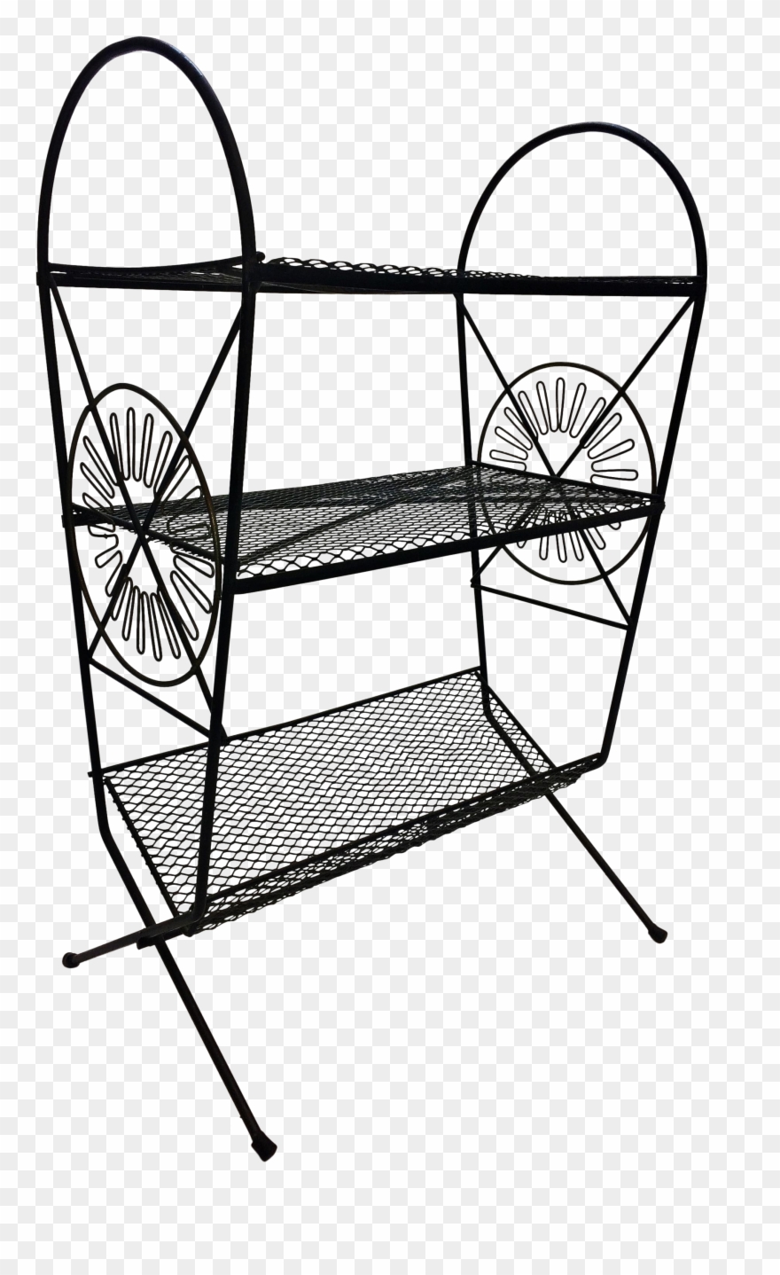 Mid Century Modern Black Wire Record Rack - Shelf Clipart