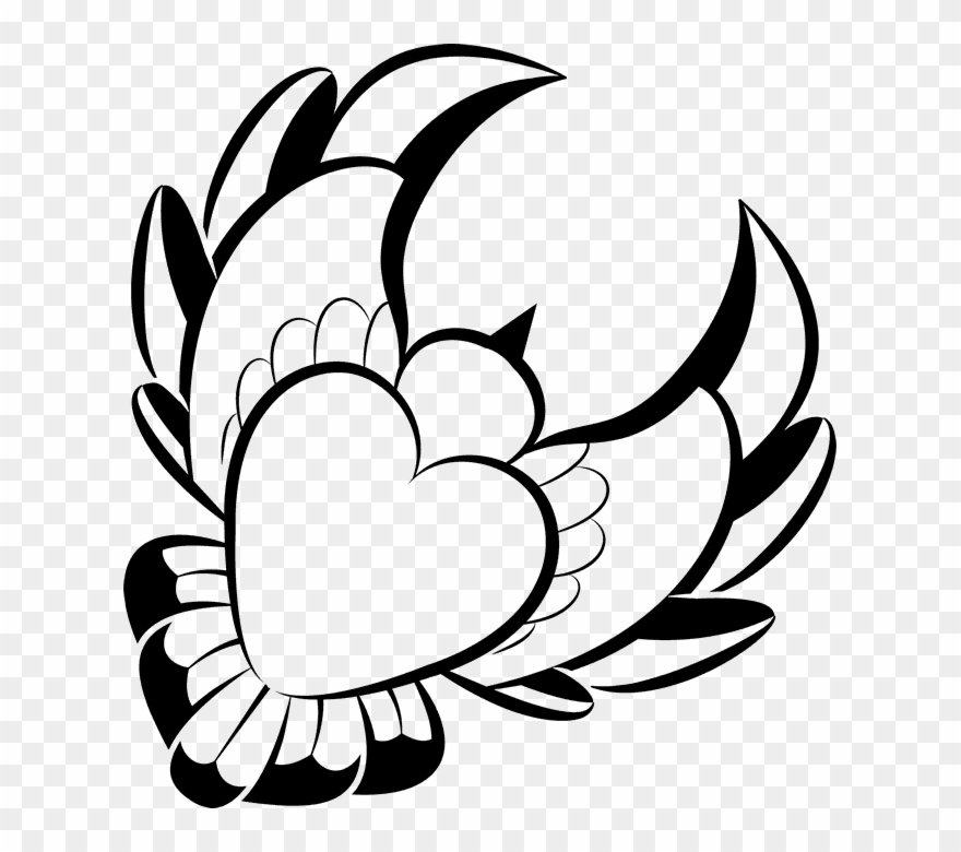 Dove With Heart Stamp - Illustration Clipart