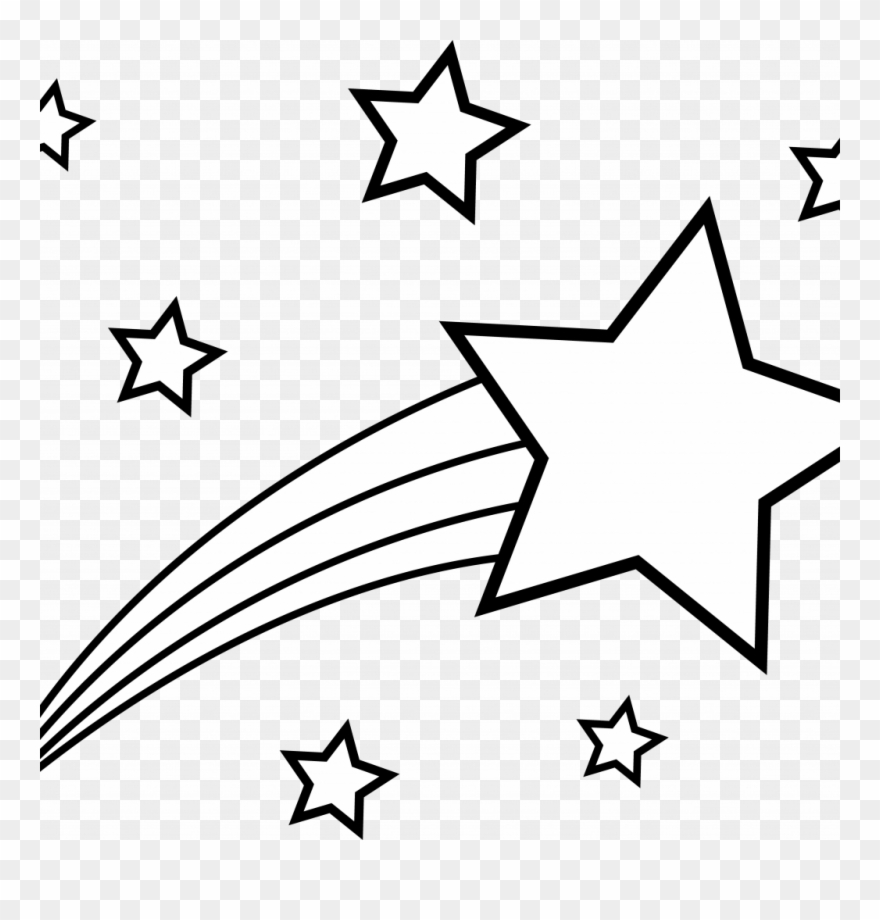 Coloring Pictures Of Shooting Stars With Best Star - Shooting Star Clipart Black And White - Png Download