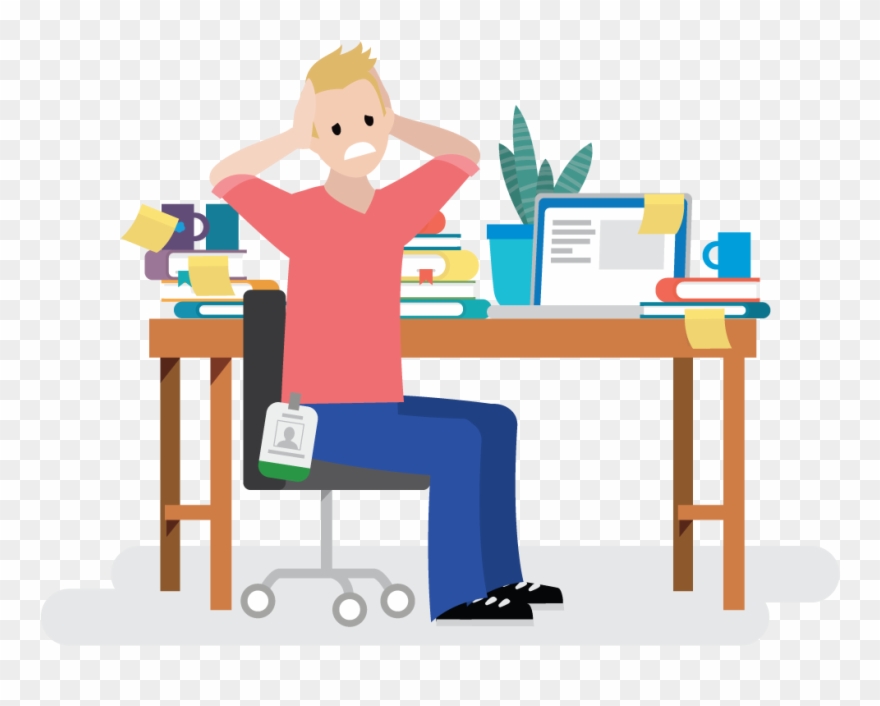 Salesforcelandian Feeling Stressed At Work - Cartoon Clipart