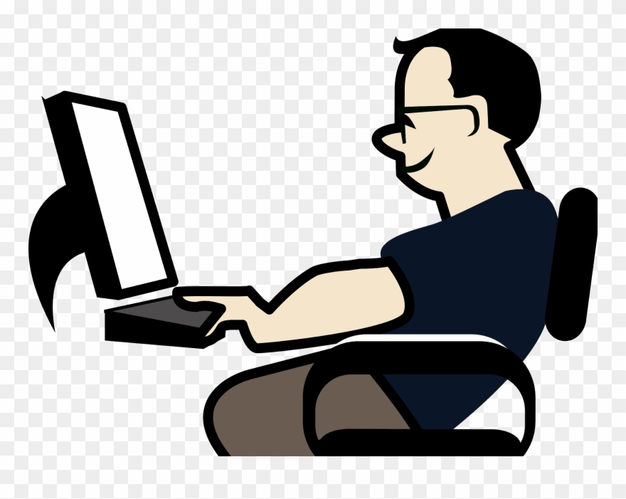 Lazy - Person On Computer Logo Clipart