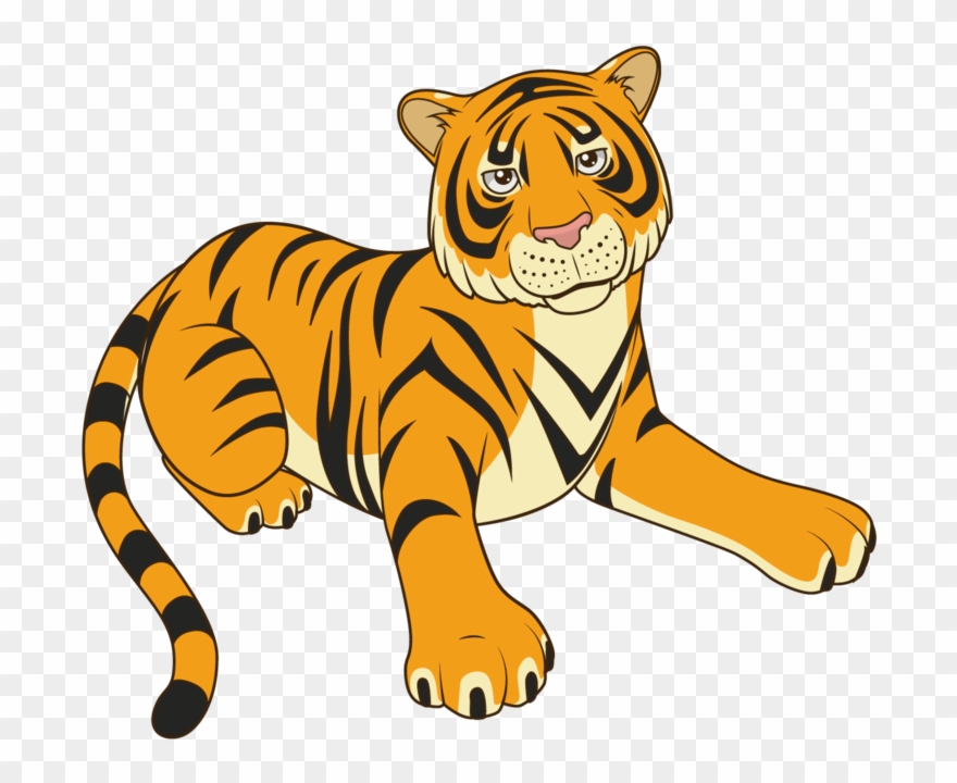 Tiger Black Cartoon Illustration Panther Free Clipart - De Que Color Es El Tigre - Png Download