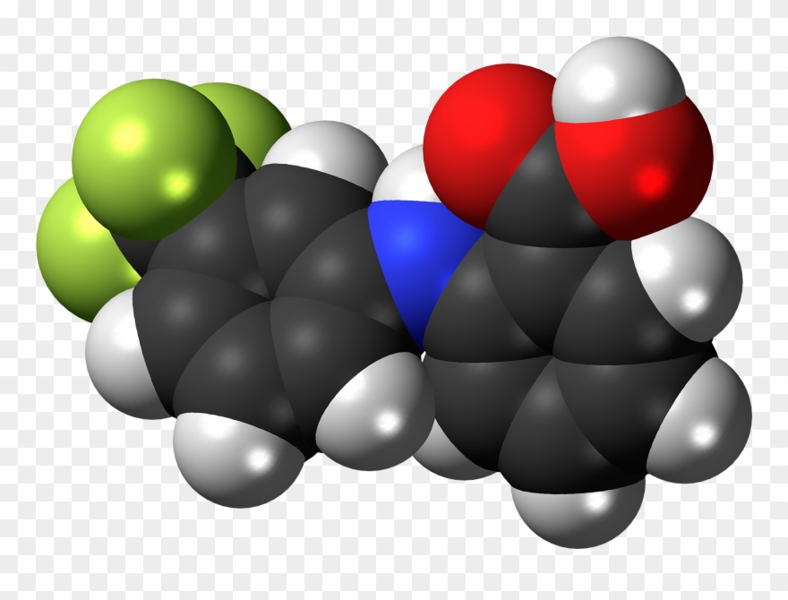 Flufenamic Acid Molecule Spacefill - Graphic Design Clipart